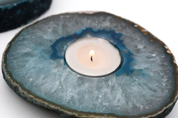 Achat Scheiben Teelichthalter Teal