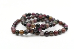 Tourmaline multicoloured Bead Bracelet 8 mm dark