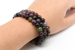 Tourmaline multicoloured Bead Bracelet 8 mm dark