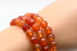 Carnelian Bead Bracelet faceted 8 mm