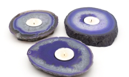 Achat Scheiben Teelichthalter lila