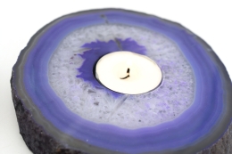 Achat Scheiben Teelichthalter lila