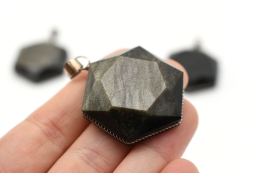 Obsidian Gold Hexagon Pendant