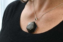 Obsidian Gold Hexagon Pendant