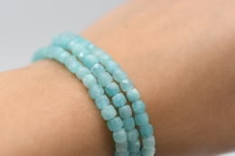 Amazonit W�rfel Armband facettiert 4 mm