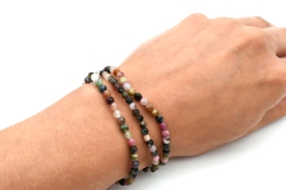 Turmalin multi Kugel Armband facettiert 4 mm