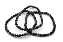 Snow flake Obsidian bead bracelet 4 mm