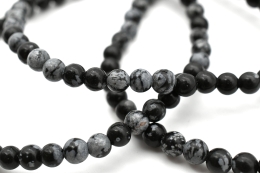 Snow flake Obsidian bead bracelet 4 mm