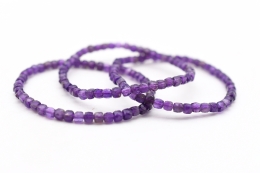 Amethyst Cube Bracelet faceted 4 mm