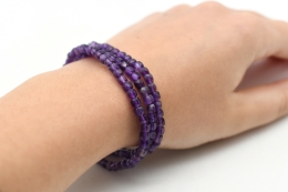 Amethyst W�rfel Armband facettiert 4 mm