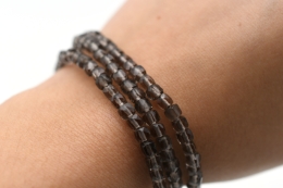 Smokey Quartz Cube Bracelet faceted 4 mm