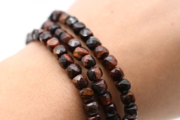 Tiger Eye red Cube Bracelet faceted 4 mm