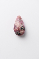 Turmalin in Lepidolith/Feldspat Drop Shape gebohrt 3-er Set