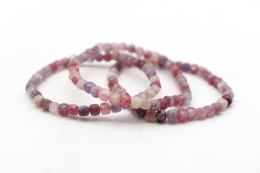 Lepidolite with Tourmaline Cube Bracelet faceted 4 mm