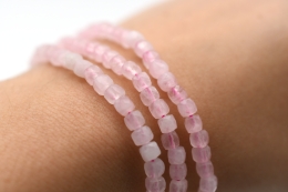 Rose Quartz Cube Bracelet faceted 4 mm