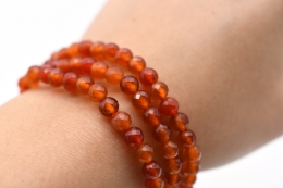 Carnelian Bead Bracelet Faceted 6 mm