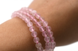Rose Quartz Bead Bracelet faceted