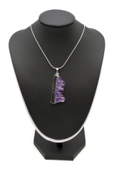 Amethyst Scheibe Anh�nger galvanisiert silberfarben