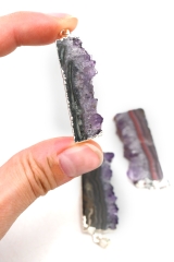 Amethyst Scheibe Anh�nger galvanisiert silberfarben
