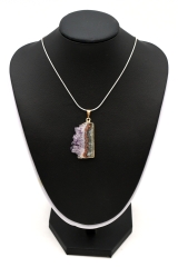 Amethyst Scheibe Anh�nger galvanisiert goldfarben