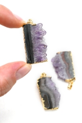 Amethyst Scheibe Anh�nger galvanisiert goldfarben