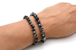 Schneeflocken Obsidian fake Kugel Armb�nder