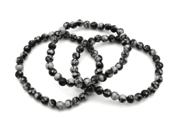 Schneeflocken Obsidian fake Kugel Armb�nder