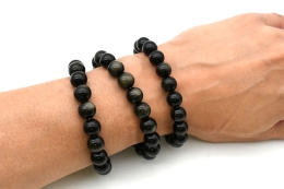 Gold Obsidian bead bracelet 10 mm