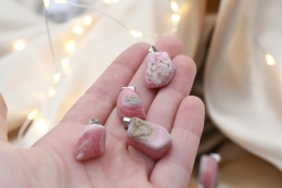 Rhodochrosite tumbled stone pendant