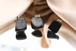 Shungite tumbled stone pendant