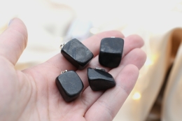 Shungite tumbled stone pendant