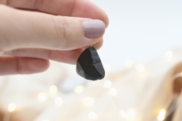 Black tourmaline tumbled stone rough polished pendant