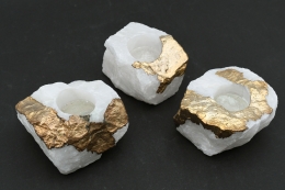 Bergkristall Teelicht galvanisiert