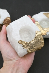 Bergkristall Teelicht galvanisiert