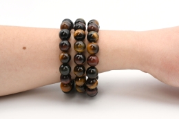 Tigerauge multi Kugel Armband 10 mm