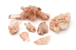 Clear Quartz Clusters with hematite