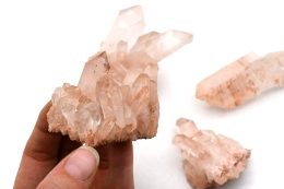 Clear Quartz Clusters with hematite
