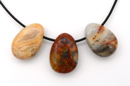 Crazy Lace Achat Trommelstein flach gebohrt 3-er Set