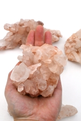 Clear Quartz Clusters with hematite