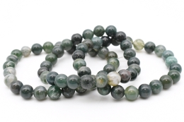 Moss agate bead bracelet 8 mm