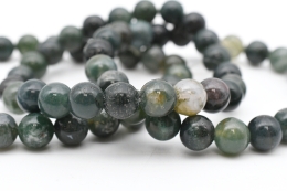 Moss agate bead bracelet 8 mm