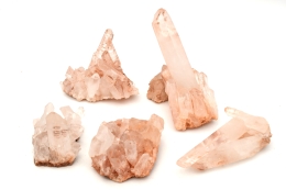 Clear Quartz Clusters with hematite