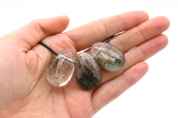 Garden Quartz tumbled stones flat drilled