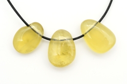 Lemonquarz Trommelsteine flach gebohrt 3-er Set