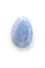 Calcit blau Trommelstein flach gebohrt 3-er Set