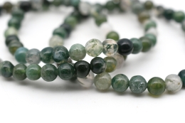 Moosachat Kugel Armband 6 mm