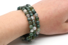 Moosachat Kugel Armband 6 mm