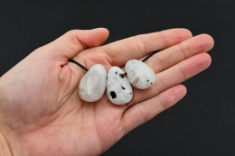 Rainbow moonstone tumbled stone flat drilled 3 pcs set