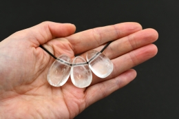 Clear quartz tumbled stones flat drilled 5 pieces