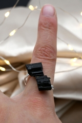 Sch�rl (black tourmaline) points ring 925 silver